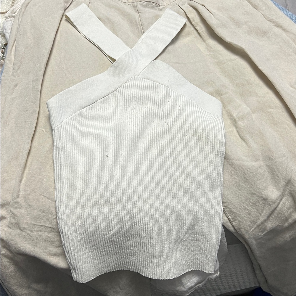 White Babaton Ribbed Cross-Halter Too